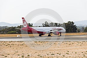 Landed airplane on Faro International Airport, Portugal