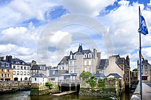 Landerneau, The Pont de Rohan. A bridge with shops and houses built on it. Brittany. France photo