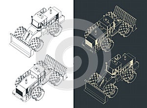 Landfill compactor isometric blueprints