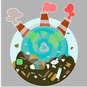 Landfill Earth chimneys smoke vector graphics