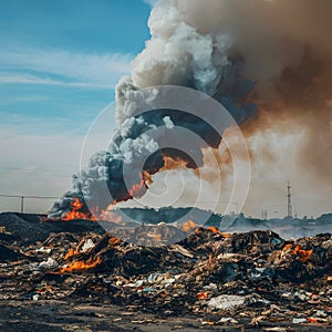 Landfill fire sends plumes of smoke billowing from burning garbage