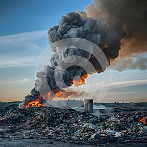 Landfill fire sends plumes of smoke billowing from burning garbage