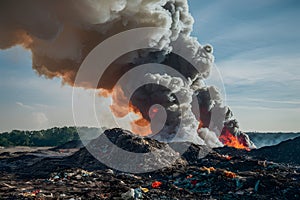 Landfill fire sends plumes of smoke billowing from burning garbage