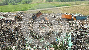 Landfill with garbage