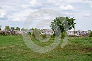 landfill of household garbage in nature.environmental disaster.