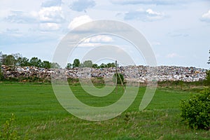 landfill of household garbage in nature.environmental disaster.