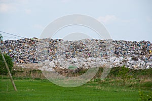 landfill of household garbage in nature.environmental disaster.