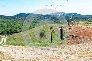 Landfill site degassing to prevent gas explosion