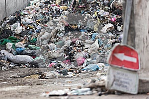 Landfill site, a pile of junk, unsorted waste materials