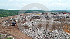 Landfill of unsorted garbage