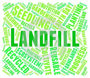 Landfill Word Represents Waste Management And Disposal