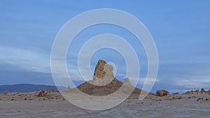 Landforms of Trona pinnacle shot in blue hour