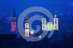 Landhaus, Old Cathedral and Stadtpfarrkirche in Linz