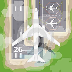 Landing airplane vector