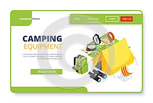 landing as a landing page for a web site, camping and things for outdoor recreation