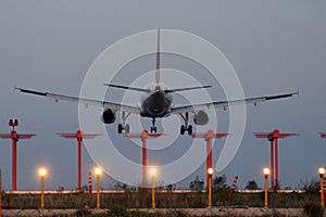 Landing at dusk