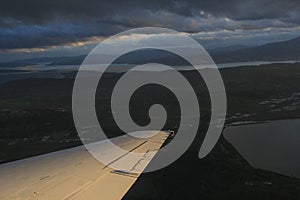 Landing in Hobart in cloudy weather