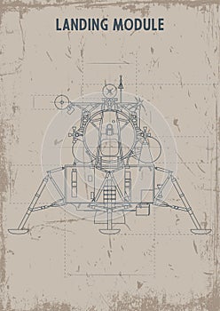 Landing Module Old Drawings Stylization, Dirty Texture Paper