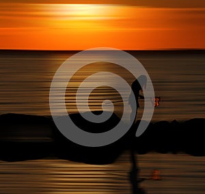 Landing net in sunset