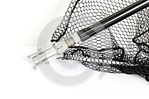 Landing net on white background