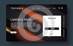 Landing page with abstract background