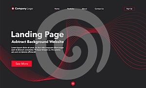 Landing Page. Abstract background website. Template for websites, or apps. Modern black with red design. Abstract vector style
