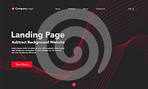 Landing Page. Abstract background website. Template for websites, or apps. Modern black with red design. Abstract vector style
