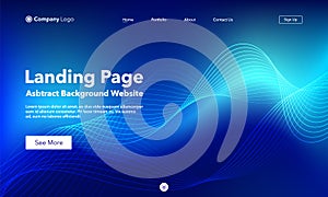 Landing Page. Abstract background website. Template for websites, or apps. Modern Blue design. Abstract vector style