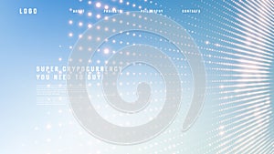 Landing page abstract design with particle tunnel. Colorful template for website or app.