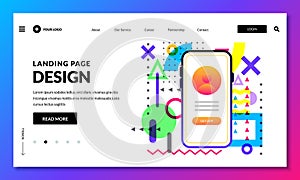 Landing page banner design template. Website or mobile interface concept. Vector layout design elements