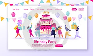 Concept of landing page with birthday celebrations theme. photo