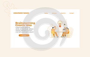 Landing Page Brainstorming Creative Idea Concept illustration for Web design, landing page, banner, mobile app, vector flat design