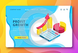 landing page for a business site, luck in business and making profit, coins and