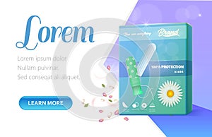 Landing Page with Chamomile Hygienic Tampon Mockup