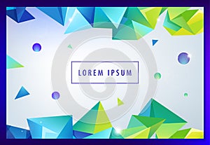 Landing page concept. Geometric abstract background with trendy 3d facet origami shapes, triangles and dynamic