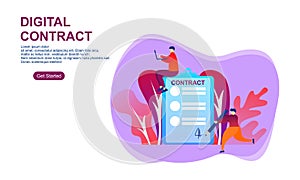 Landing page contract digital internet blue solid illustration