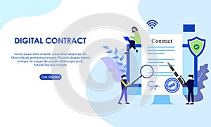 Landing page contract digital internet blue solid illustration