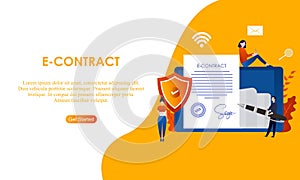 Landing page contract digital internet blue solid illustration