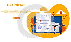 Landing page contract digital internet blue solid illustration