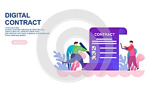 Landing page contract digital internet blue solid illustration