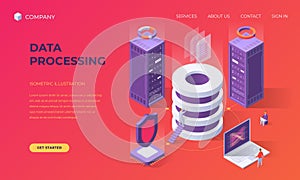 Landing page for data base processing