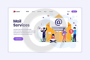 Landing page design concept of Email marketing services, Advertising Campaign, Digital Promotion with characters. vector