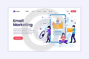 Landing page design concept of Email marketing services, Advertising Campaign, Digital Promotion on mobile phone. vector