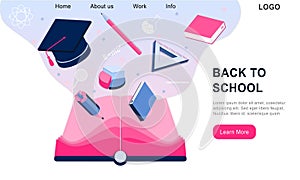 Landing page design template for back to school, studio, course, class, education. Modern design vector illustration concept for i