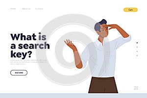 Landing page design template for online training service giving information what is search key