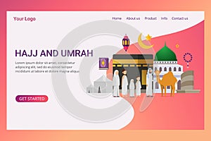 Landing page Eid adha mubarak with tiny people character design concept