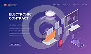 Landing page for electronic contract