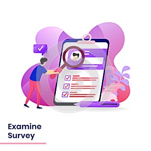 Landing Page Examine Survey vector illustration modern concept, can use for Headers of web pages, templates, UI, web, mobile app,
