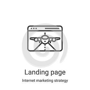 landing page icon vector from internet marketing strategy collection. Thin line landing page outline icon vector illustration.