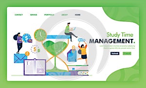 Landing page illustration concept back to school of study time management. Study Educational for marketing and promotion can use f